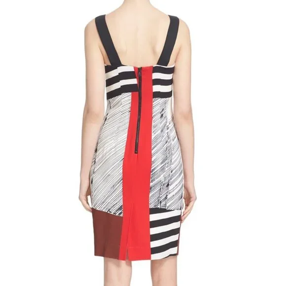 MILLY NEW Dress Striped ColorBlock Sheath Back Zip Women's 8 USA Sexy! - Picture 2 of 14
